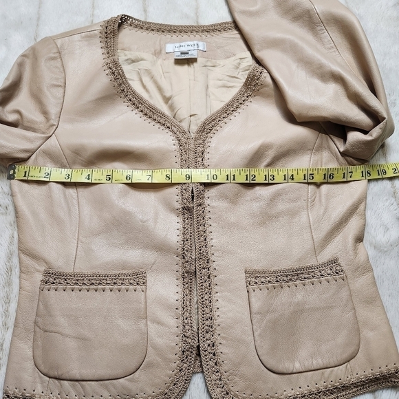 Leather Jacket Crochet BOHO V-neckline long sleeve SIZE M NINE WEST - Picture 13 of 16